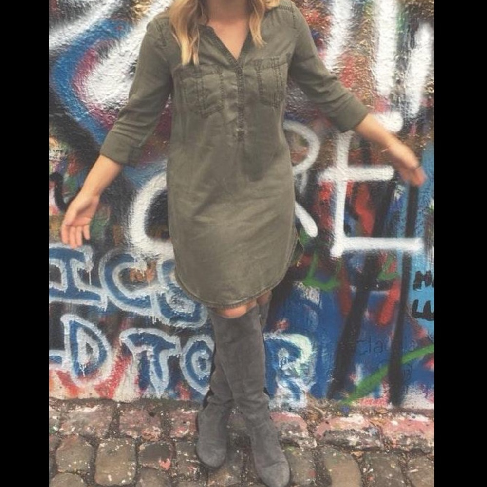 Express olive green denim dress